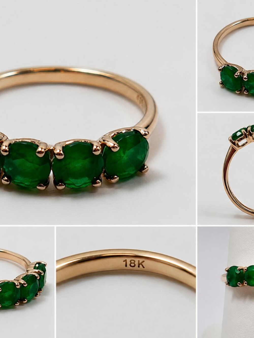Ring-34-585-CZ-N-EM-7-Vintage Style Emerald CZ Gold Tone Cocktail Ring – Size 7